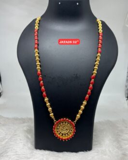 Premium quality one gram gold 32 inch coral chain with laxmi pendent
