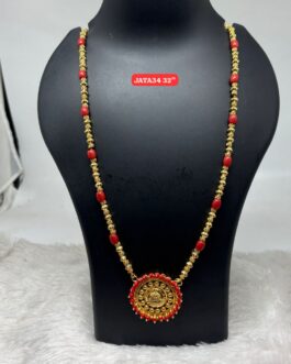 Premium quality one gram gold 32 inch coral chain with laxmi pendent