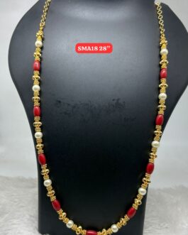 Premium quality one gram gold 28 inch Coral Pearl chain