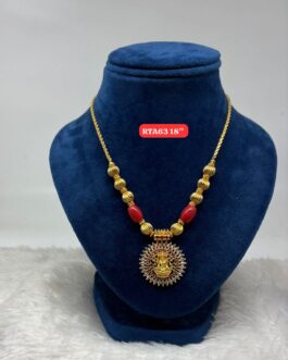 Premium quality one gram gold Short Laxmi stone necklace