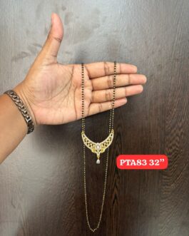 Premium quality One gram gold 30 inch black beads karimaniwith stone pendent