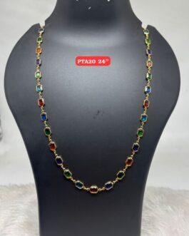 Premium quality One gram gold 24 inch Navaratna chain
