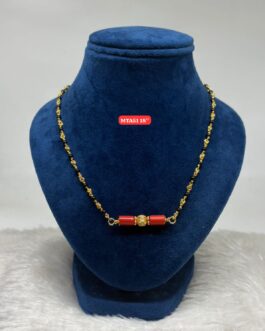 Premium quality one gram gold 18 inch short Musti karimani with GSB thali