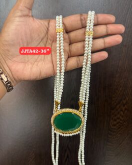 Premium quality one gram gold 36 inch Pearl chain with stone pendent