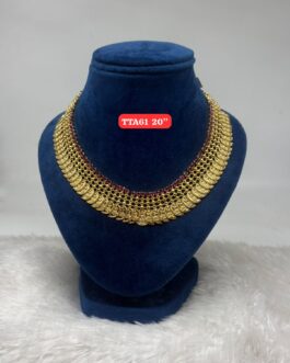 Premium quality One gram gold 20” stone leaf necklace