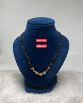 Premium quality One gram gold Black beads karimani with AD stone pendent