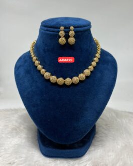 Premium quality One gram gold 18 inch American Diamond necklace with ear rings