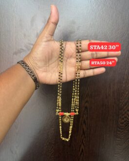 Premium quality One gram gold 30 inch Double line cap karimani with gold beads matching laxmi thali