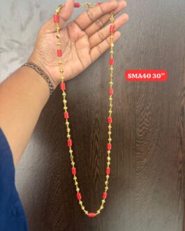 Premium quality One gram gold 30 inch Coral chain with gold balls