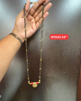 Premium quality One gram gold 24 inch black beads karimani with laxmi thali