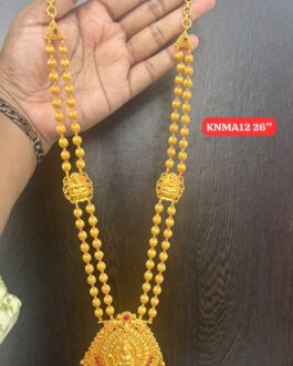 Premium quality one gram gold geru finish 26” long laxmi necklace