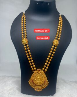 Premium quality one gram gold geru finish 26” long laxmi necklace