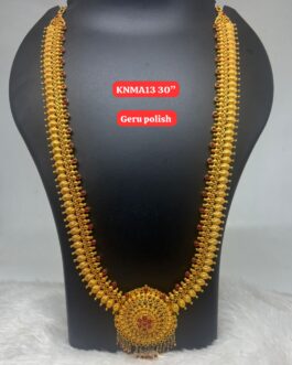 Premium quality one gram gold geru finish 30” long laxmi necklace