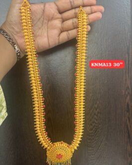 Premium quality one gram gold geru finish 30” long laxmi necklace