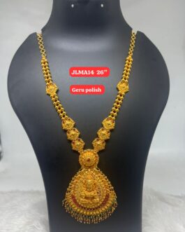 Premium quality one gram gold geru finish 26” long laxmi necklace