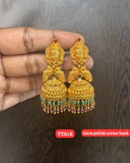 Premium quality one gram gold Geru finish Big laxmi Jumka