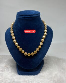 Premium quality One gram gold 18 inch swarokshi pearl beads necklace