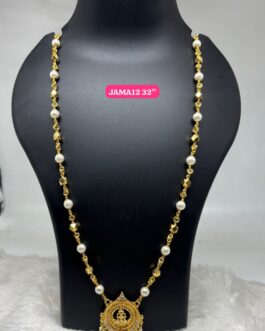 Premium quality One gram gold 32 inch pearl chain with laxmi pendent
