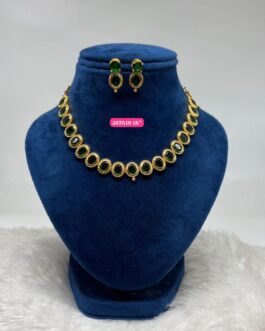 Premium quality One gram gold Stone necklace with ear rings