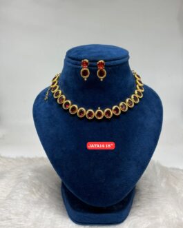 Premium quality One gram gold Stone necklace with ear rings