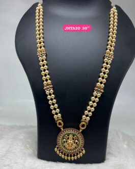 Premium quality One gram gold 30 inch Pearl laxmi necklace