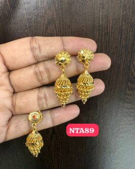 Premium quality one gram gold small size step Jumka