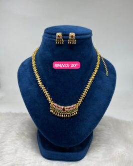 Premium quality One gram gold short Stone necklace with ear rings