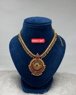 Premium quality One gram gold ruby stone necklace