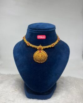 Premium quality geru finish short laxmi necklace