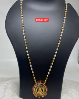 Premium quality one gram gold 30 inch pearl chain with laxmi pendent
