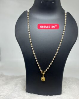 Premium quality one gram gold 24 inch pearl chain with ganapathy dollar