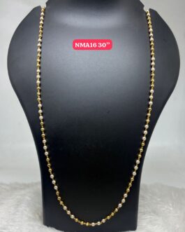 Premium quality one gram gold 30 inch pearl chain