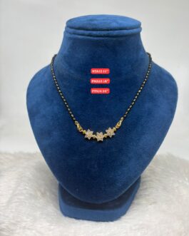 Premium quality One gram gold Black beads karimani with AD pendent