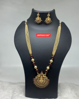Premium quality One gram gold 26 inch pearl chain with pendent and ear rings
