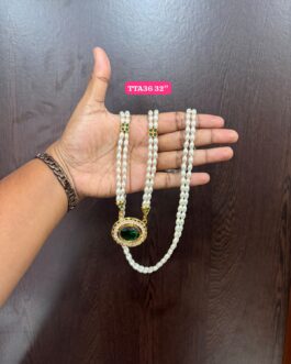 Premium quality One gram gold 32 inch pearl chain with stone pendent