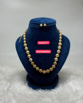 Premium quality One gram gold 18 inch swarokshi pearl beads necklace with free pearl stud