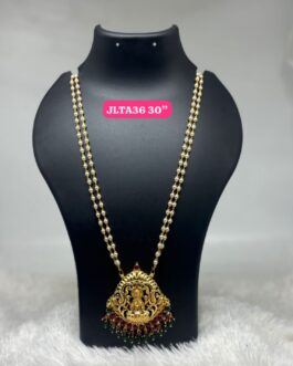 Premium quality One gram gold Latest 30 inch pearl chain with Big laxmi pendent