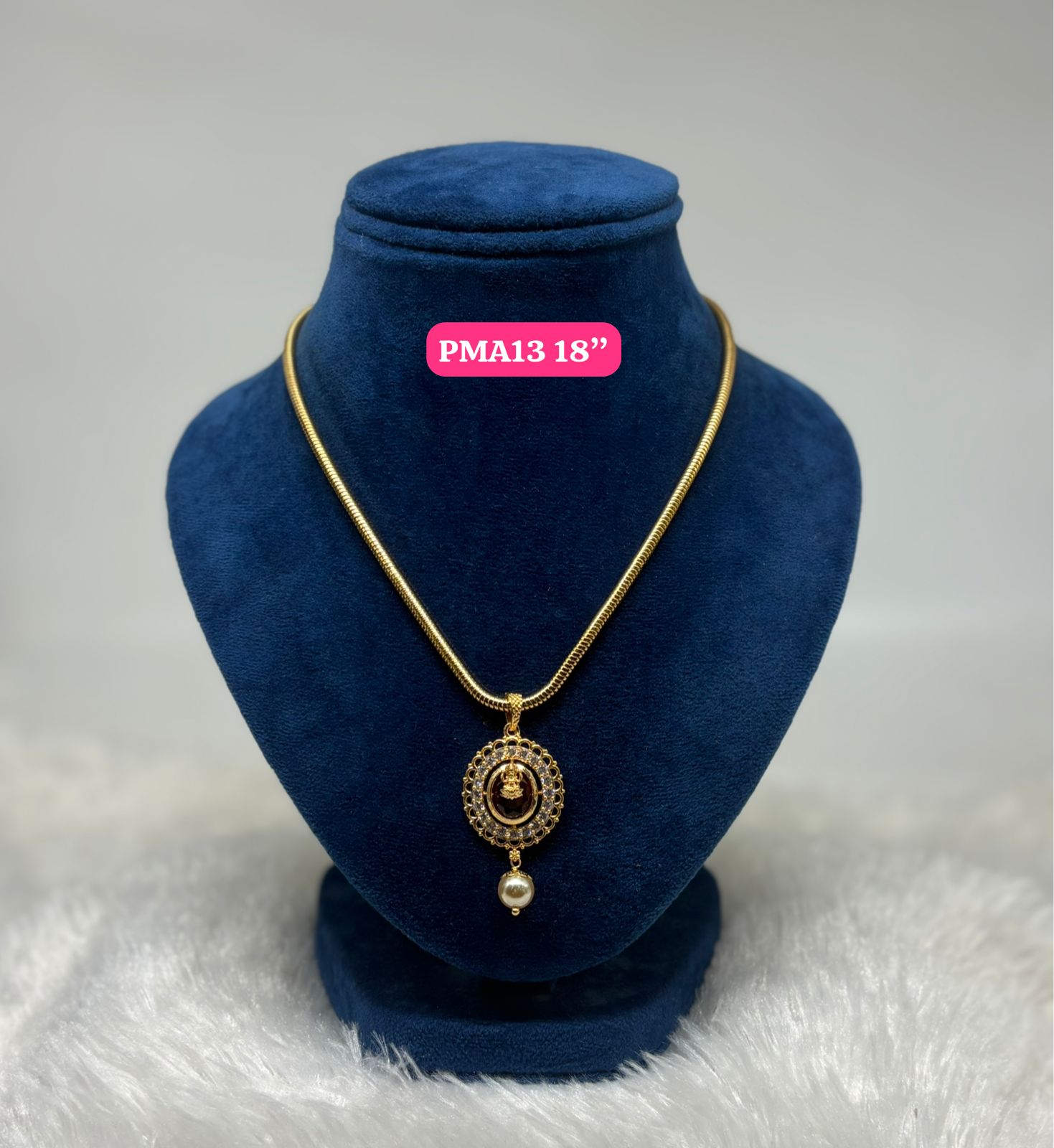 Premium quality One gram gold 18 inch chain with stone pendent - Image 2