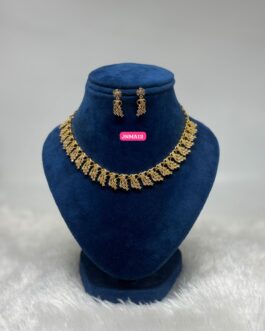 Premium quality One gram gold AD stone necklace with ear rings