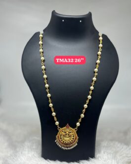 Premium quality One gram gold 26 inch pearl chain with laxmi pendent