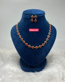 Premium quality One gram gold Coral necklace with Ear rings