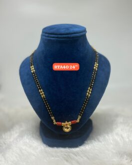 Premium quality One gram gold 24 inch karimani with golden beads