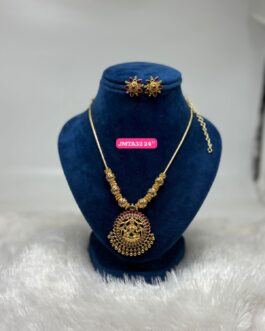 Premium quality One gram gold 24 inch Laxmi necklace with Matching ear rings