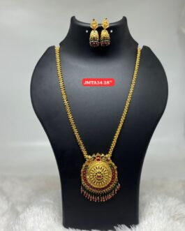 Premium quality One gram gold 28 inch long chain with big pendent and matching jumka