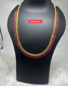 Premium quality One gram gold 22 inch Ruby stone necklace