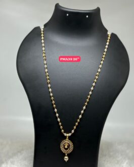 Premium quality one gram gold 26 inch pearl chain with stone pendent