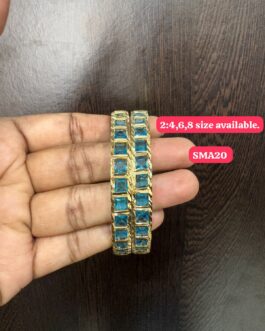 Premium quality One gram gold Sea blue stone bangles