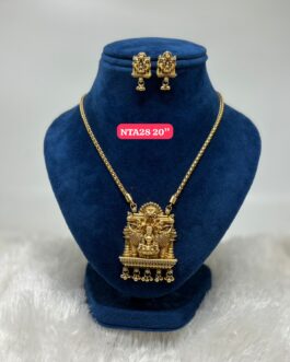 Premium quality One gram gold 18 inch laxmi necklace with ear rings