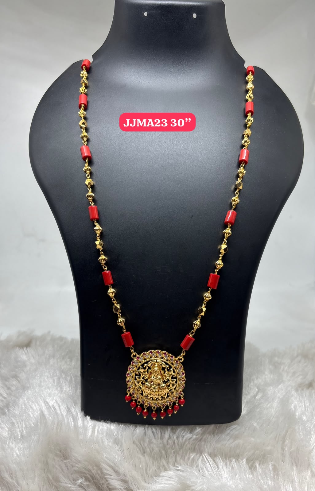 Premium quality One gram gold Coral chain with laxmi pendent
