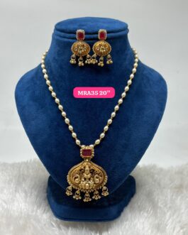 Premium quality Matt finish 20 inch pearl necklace with ear rings